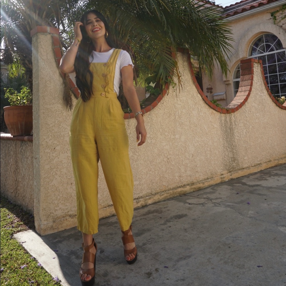 Zara Yellow Overall Jumpsuit